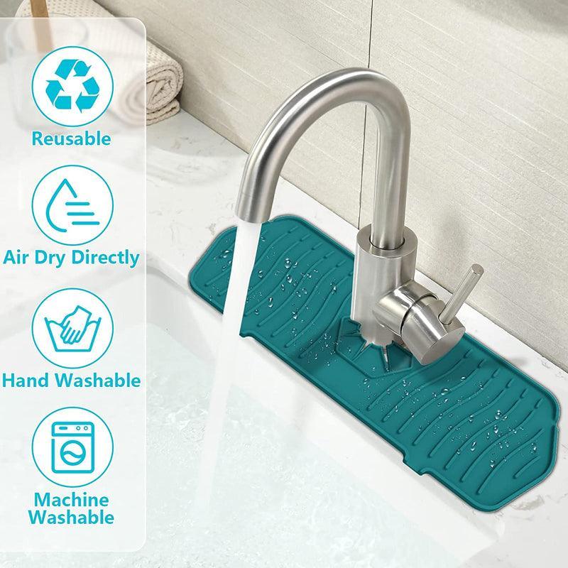 L Size Silicone Faucet Mat Kitchen Protector Faucet Absorbent Mat Sink Splash Guard - Grey