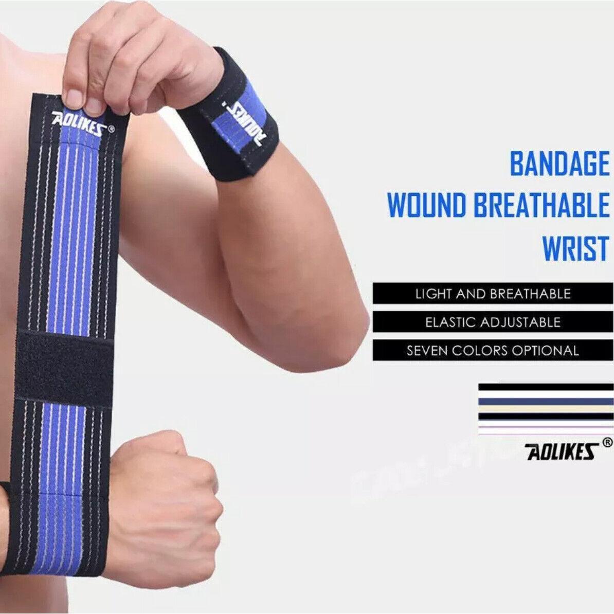 Aolikes Wrist Brace Elastic Bandage Support Sport Gym Wrap Fitness Wristband - Black