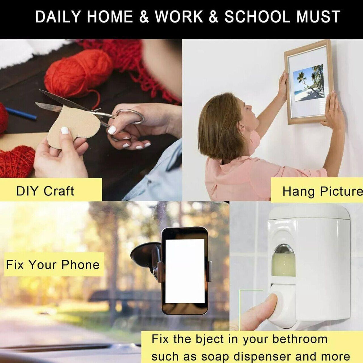 Square 80 x 60 x 3mm 3M Double Sided Foam Sticker Tape Self Adhesive Pads - 8pcs