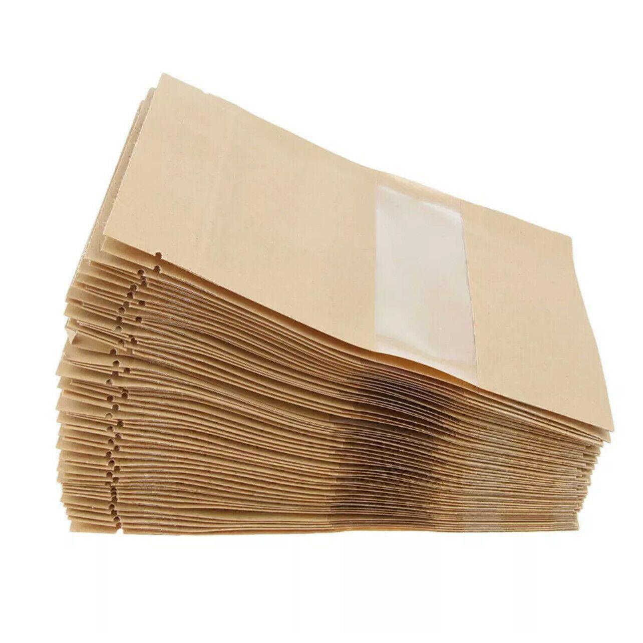 10x 12*20+4cm Stand Up Bag Kraft Paper Seal Packaging Window Zip Lock Pouch - 10 PCS