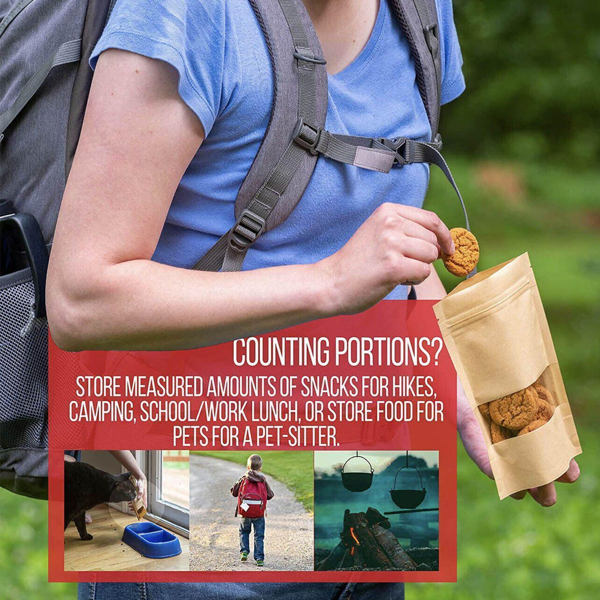 10-200x 23*35+5cm Stand Up Bag Kraft Paper Seal Packaging Window Zip Lock Pouch - 50 PCS