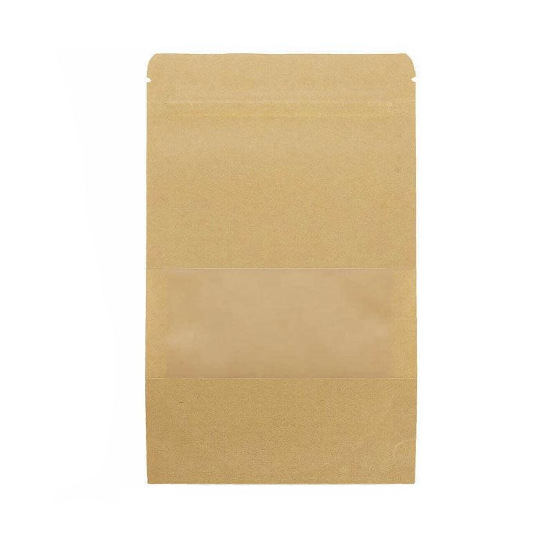 10-200x 23*35+5cm Stand Up Bag Kraft Paper Seal Packaging Window Zip Lock Pouch - 50 PCS