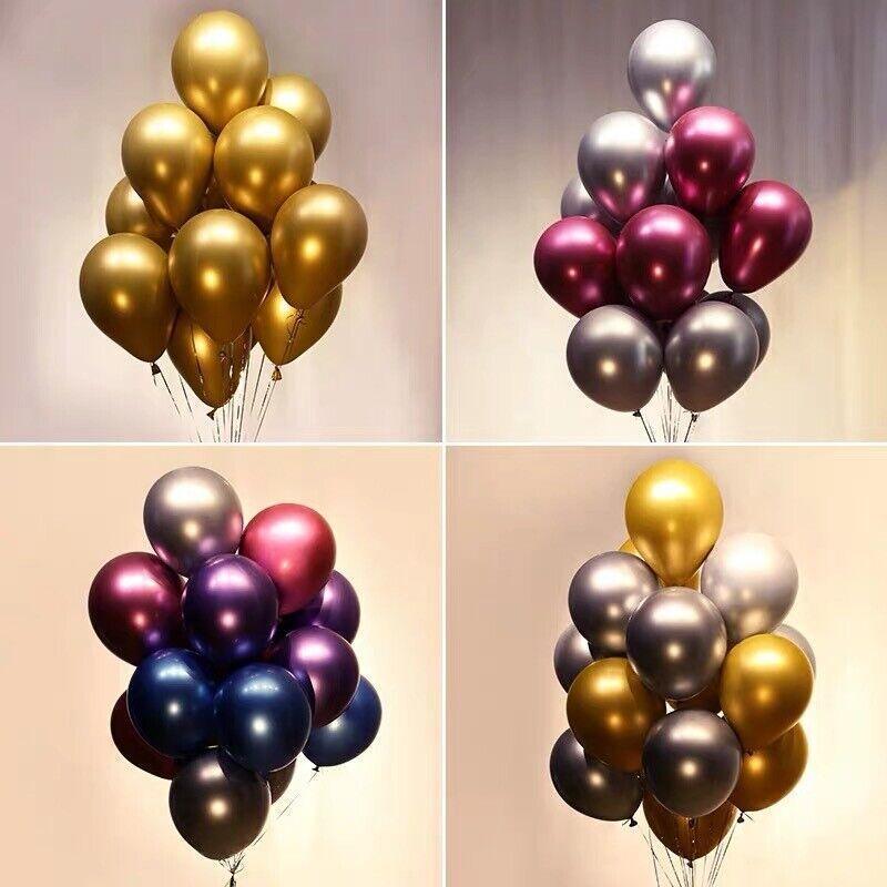 Metallic Latex Balloons 12 Inch Chrome Party Balloons for Birthday Wedding Decoration - Rose Gold 10PCS