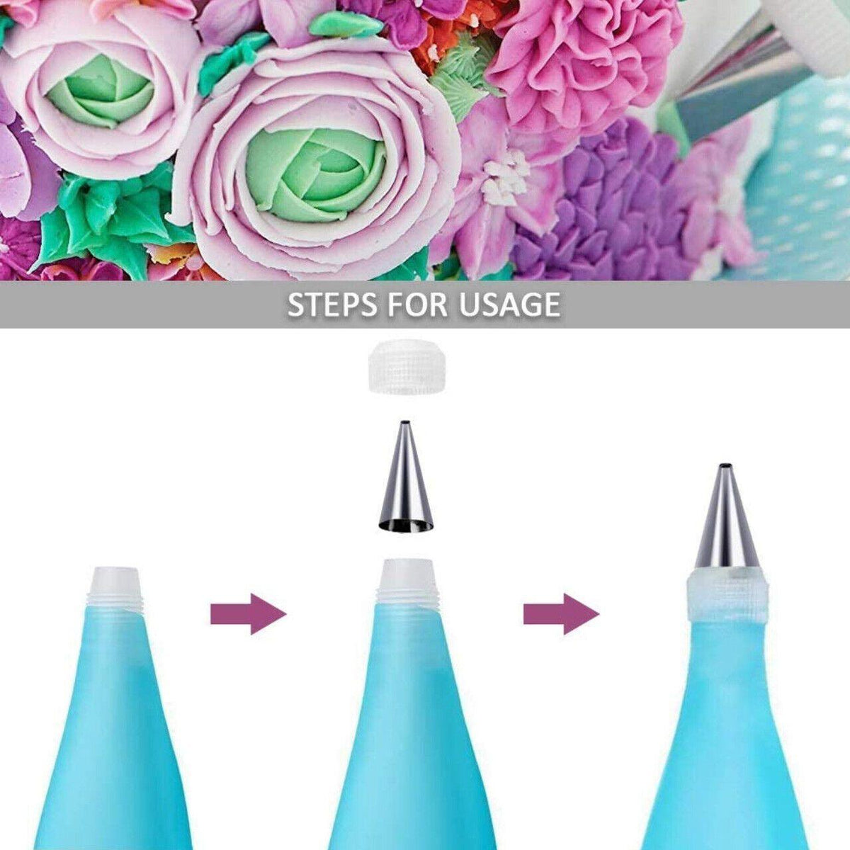 2/4PCS Reusable Silicone Pastry Bag DIY Icing Bags Cream Cake Decorating - 2 PCS(20 inch *2)