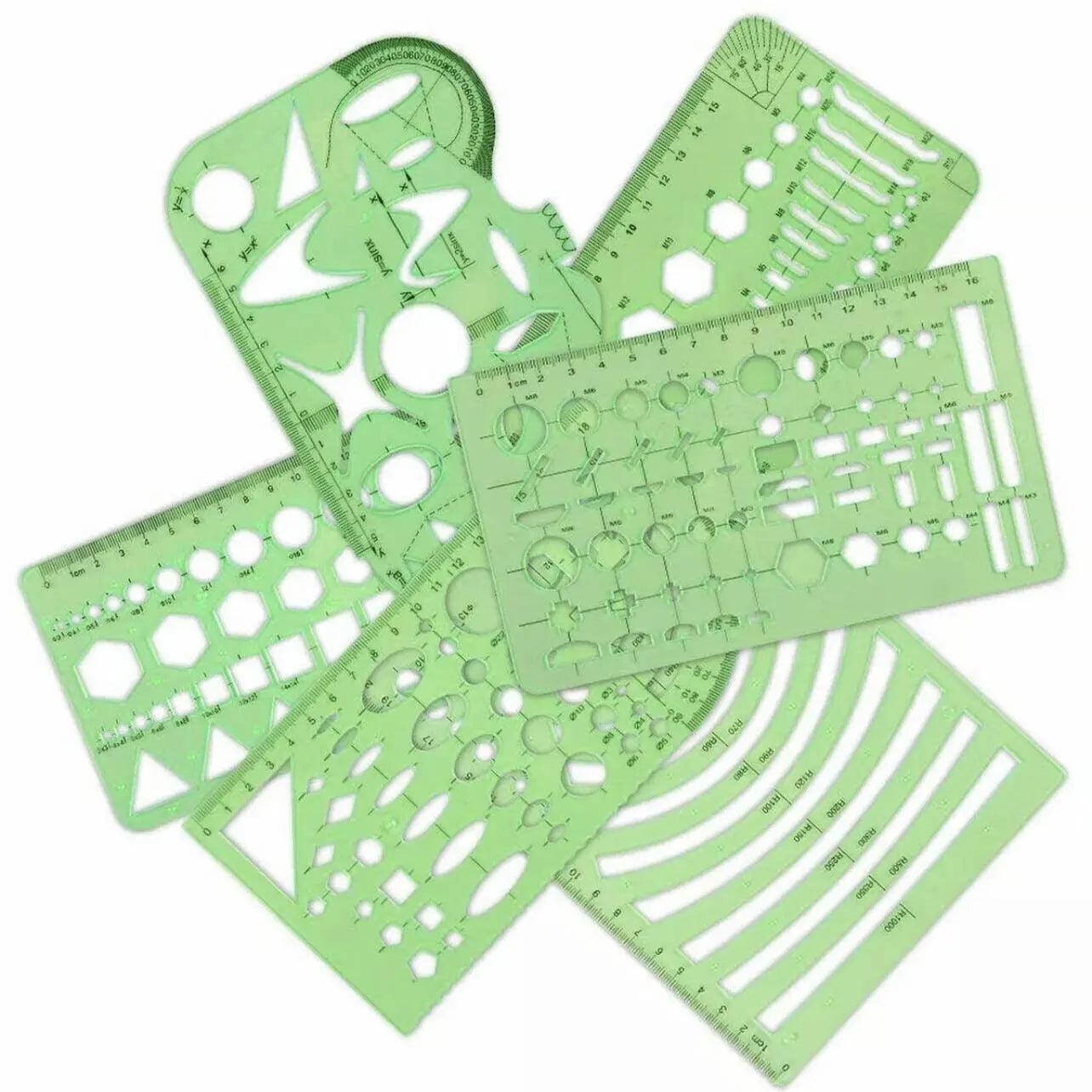 11Pcs Plastic Geometric Template Ruler Stencil Set Measuring Tool