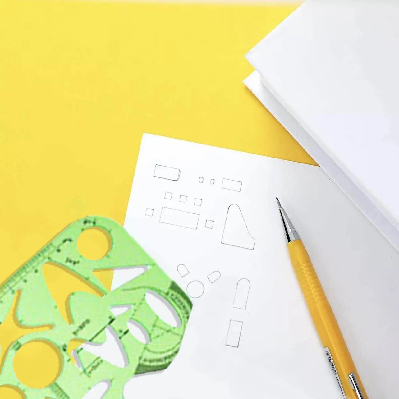 11Pcs Plastic Geometric Template Ruler Stencil Set Measuring Tool