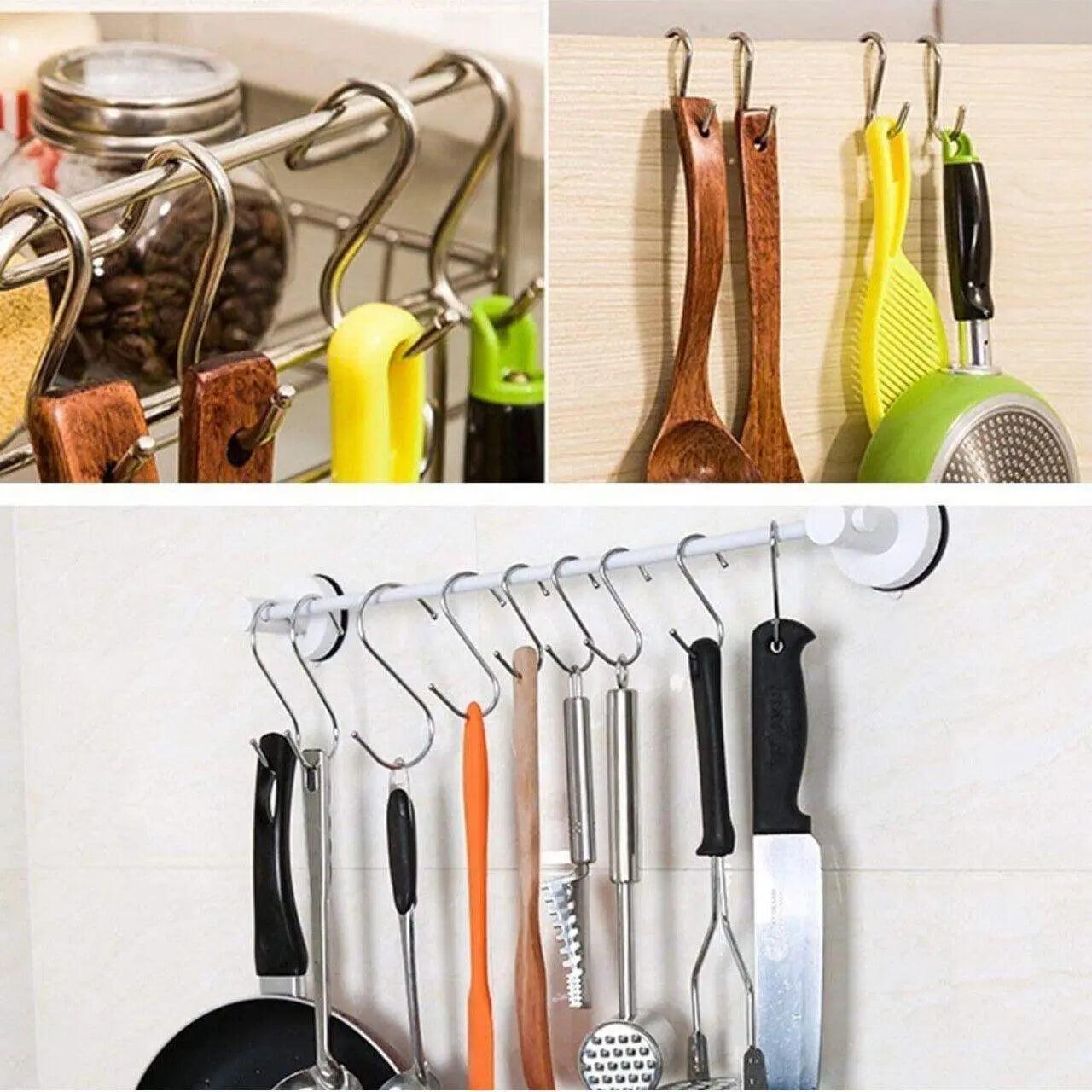 12cm Stainless Steel S Shape Hooks Kitchen Hanger Rack Clothes Hanging Plant Holders - 20PCS