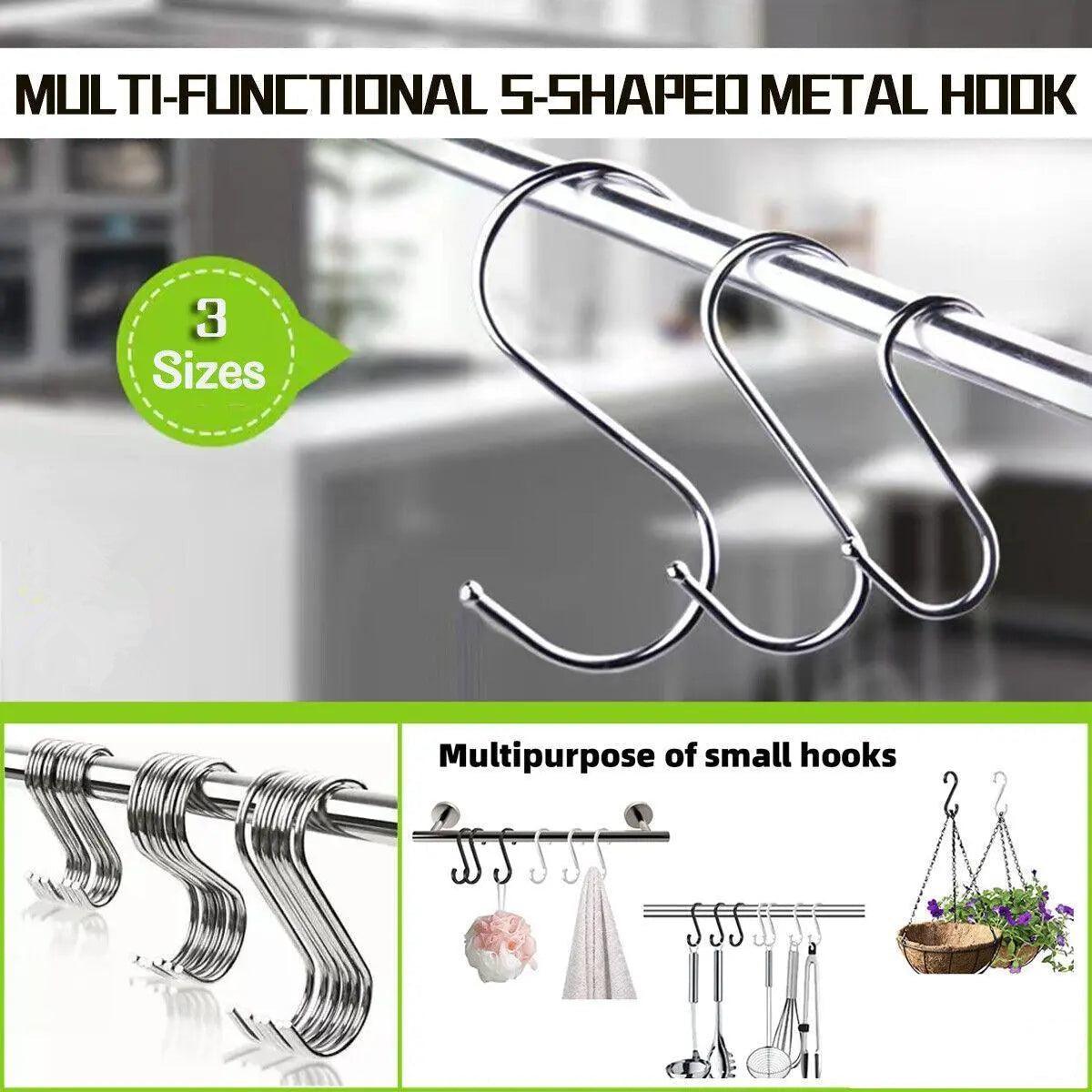 12cm Stainless Steel S Shape Hooks Kitchen Hanger Rack Clothes Hanging Plant Holders - 10PCS