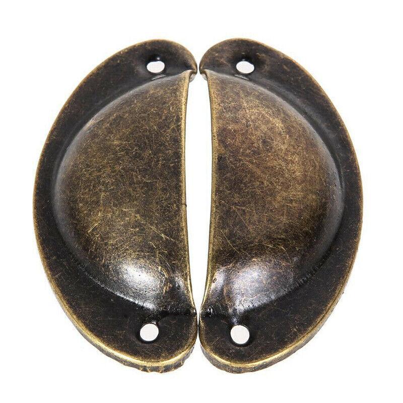 6X Cupboard Door Cabinet Cup Drawer Furniture Retro Antique Pull Shell Handle - Red Bronze