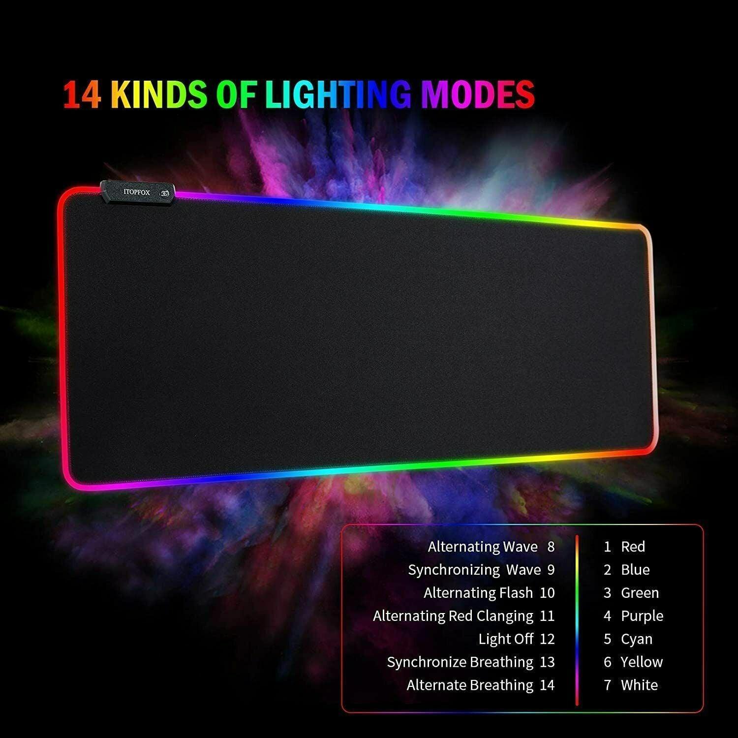 Led Gaming Mouse Pad Large Rgb Extended Mousepad Keyboard Desk Anti-Slip Mat - 900*400*4mm