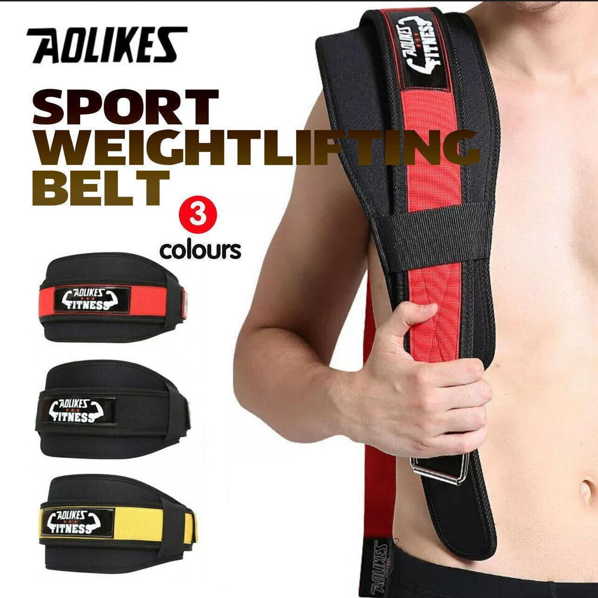 Fitness Weight Lifting Belt Barbell Dumbell Training Back Support Men Women M - Black-M