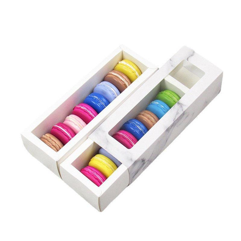 25Pcs White/Kraft Macaron Boxes 8/16 Hold Rectangular Favour Bomboniere Cookie - Kraft 8 Hold