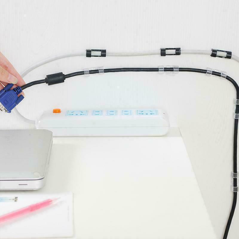 20PCS Cable Clips Management Holder Cord Wire Line Organizer Self-Adhesive M - M Size - White x 20 PCS