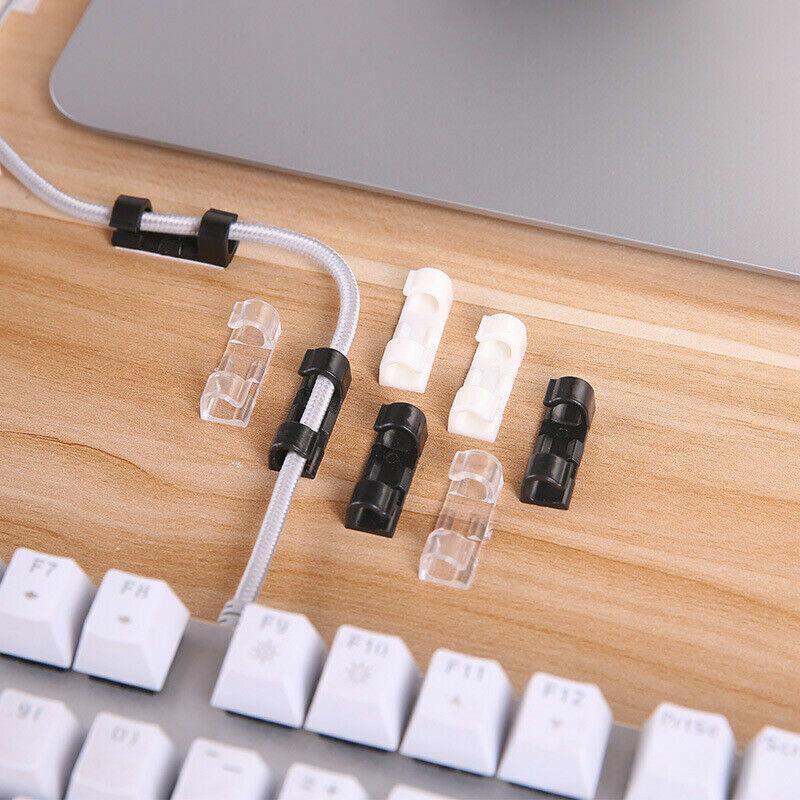 20PCS Cable Clips Management Holder Cord Wire Line Organizer Self-Adhesive M - M Size - White x 20 PCS