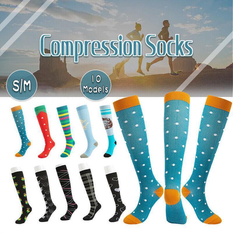 S/M Size Compression Socks Women Men Adult Medical Nursing Travel Stocking - Cat