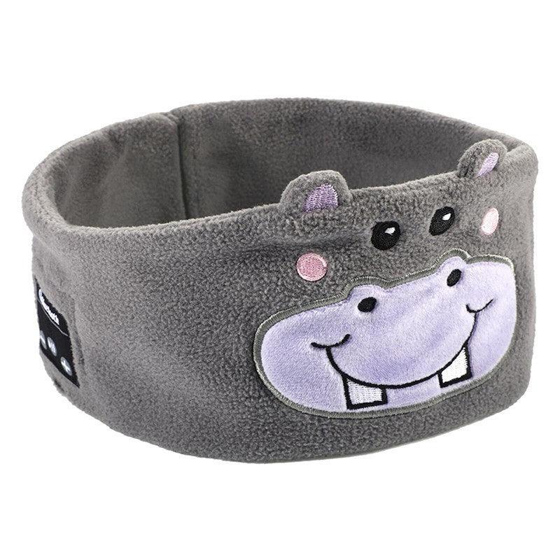 Cute Bluetooth Headband Headphones Wireless Sleep Music Mask with Mic - Yellow-Bear