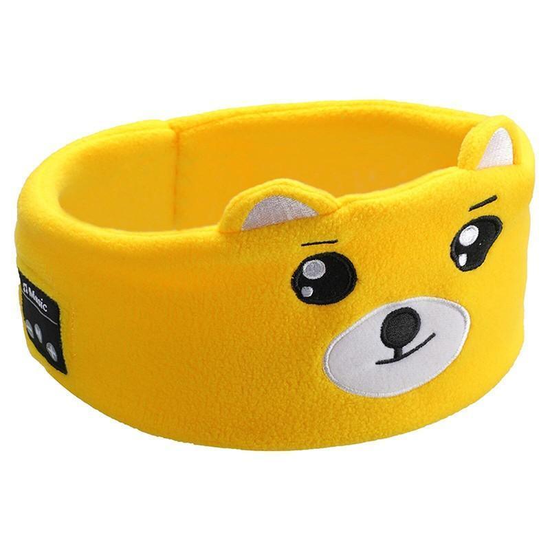 Cute Bluetooth Headband Headphones Wireless Sleep Music Mask with Mic - White-Panda