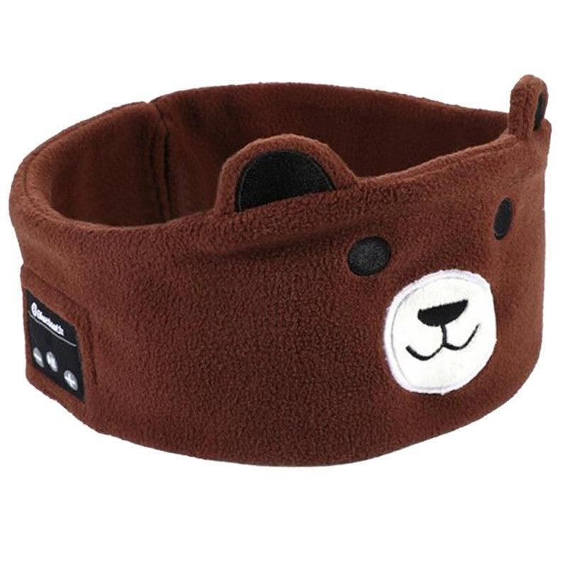 Cute Bluetooth Headband Headphones Wireless Sleep Music Mask with Mic - White-Panda