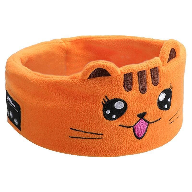 Cute Bluetooth Headband Headphones Wireless Sleep Music Mask with Mic - White-Panda