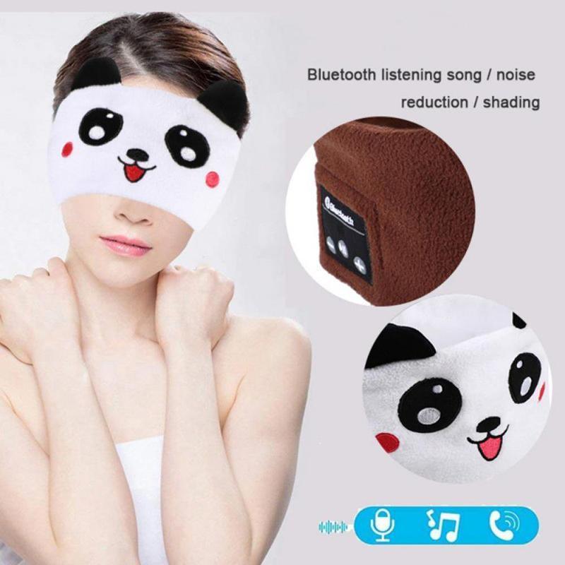 Cute Bluetooth Headband Headphones Wireless Sleep Music Mask with Mic - Orange-Cat
