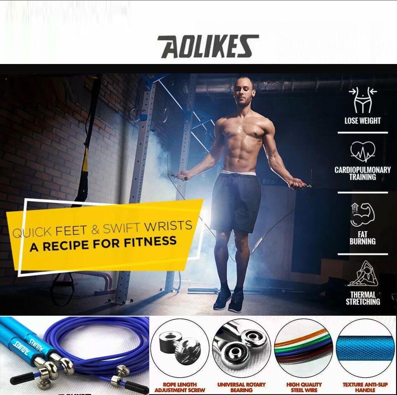 Aolikes Adjustable High Speed Steel Skipping Jump Rope Dual Bearings Gym Boxing - Silver