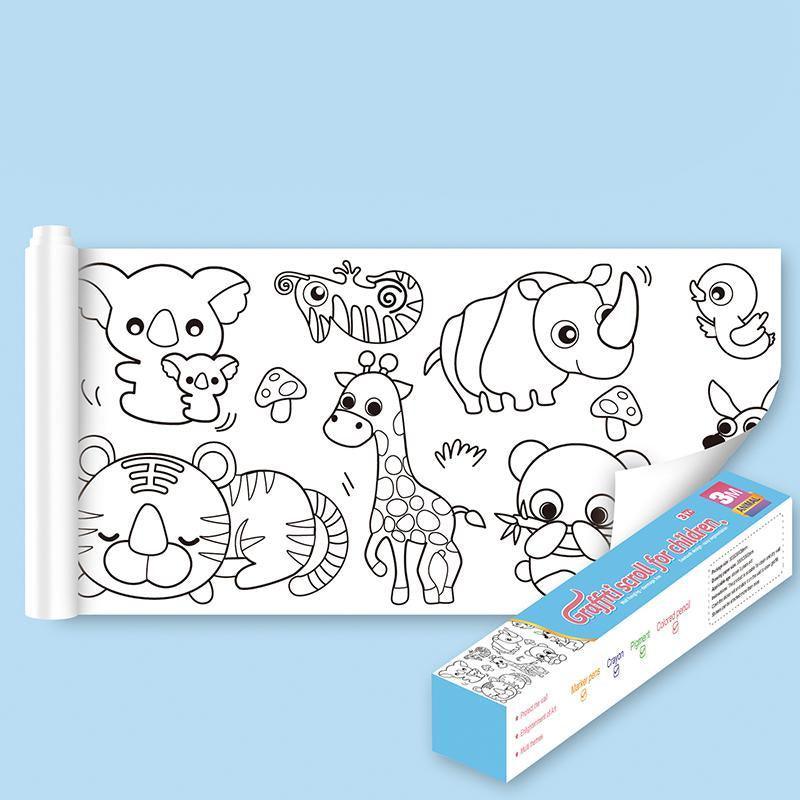 3M DIY Colouring Paper Roll with 12 Colour Pencils Cartoon Doodle Set - Lovely princess(With 12PCS Colored Pencils)