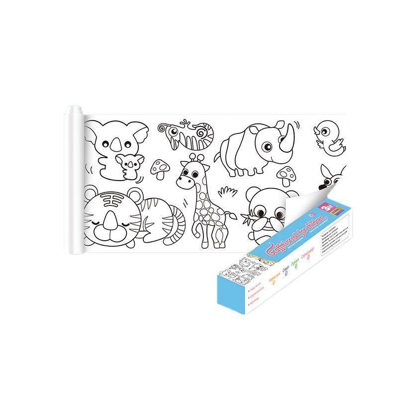 3M DIY Colouring Paper Roll with 12 Colour Pencils Cartoon Doodle Set - Transportation (With 12PCS Colored Pencils