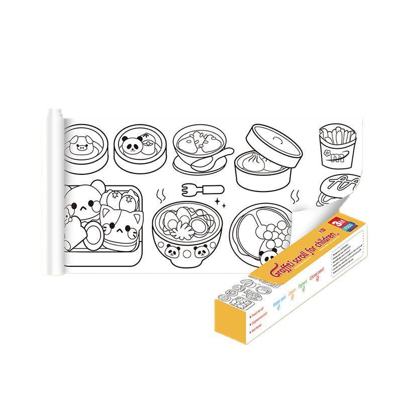 3M DIY Colouring Paper Roll with 12 Colour Pencils Cartoon Doodle Set - Transportation (With 12PCS Colored Pencils