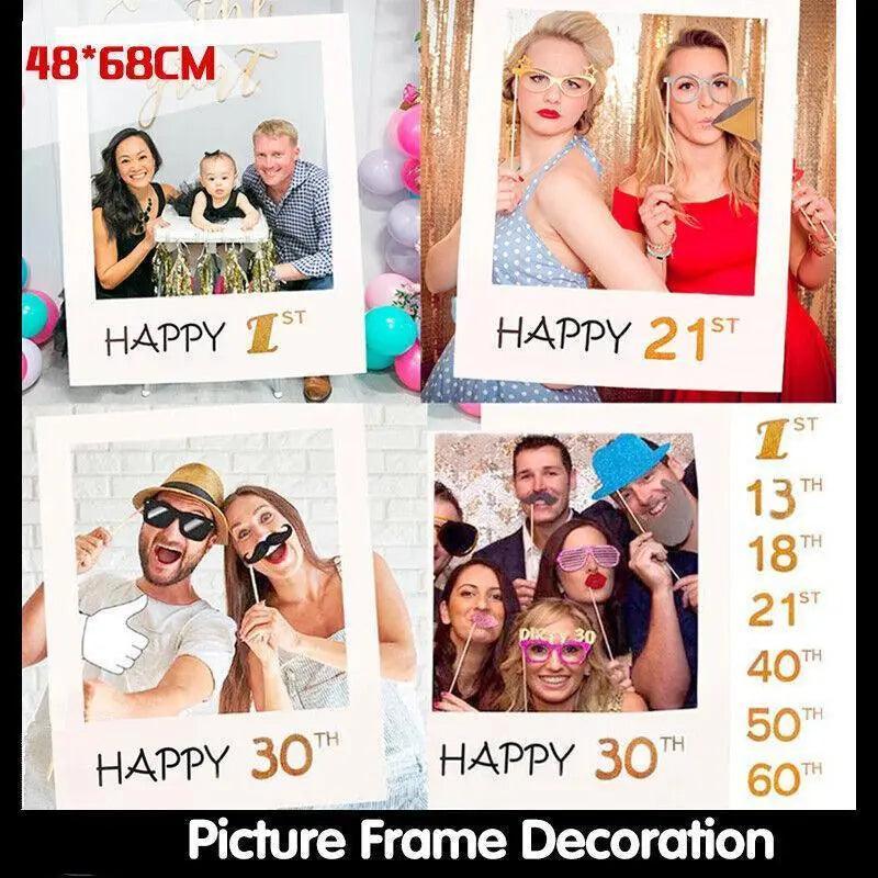 1Th 18Th-60Th Photo Booth Props Picture Frame Wedding Birthday Party Decoration - Happy 40TH