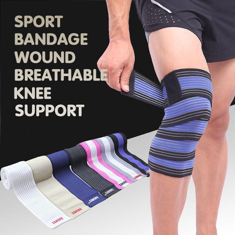 Sports Gym Bandage Wrap Compression Strap Wrist Knee Leg Ankle Elbow Band 180Cm - White+Pink