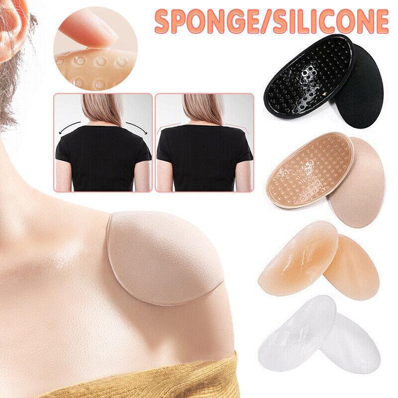 2Pcs Soft Anti-Slip Invisible Shoulder Pads Naturally Increased Silicone /Sponge - Clear (Silisone)