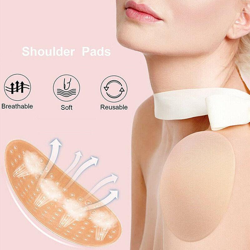 2Pcs Soft Anti-Slip Invisible Shoulder Pads Naturally Increased Silicone /Sponge - Clear (Silisone)