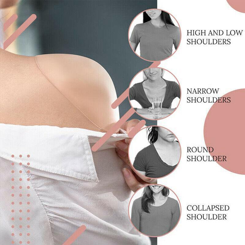 2Pcs Soft Anti-Slip Invisible Shoulder Pads Naturally Increased Silicone /Sponge - Clear (Silisone)