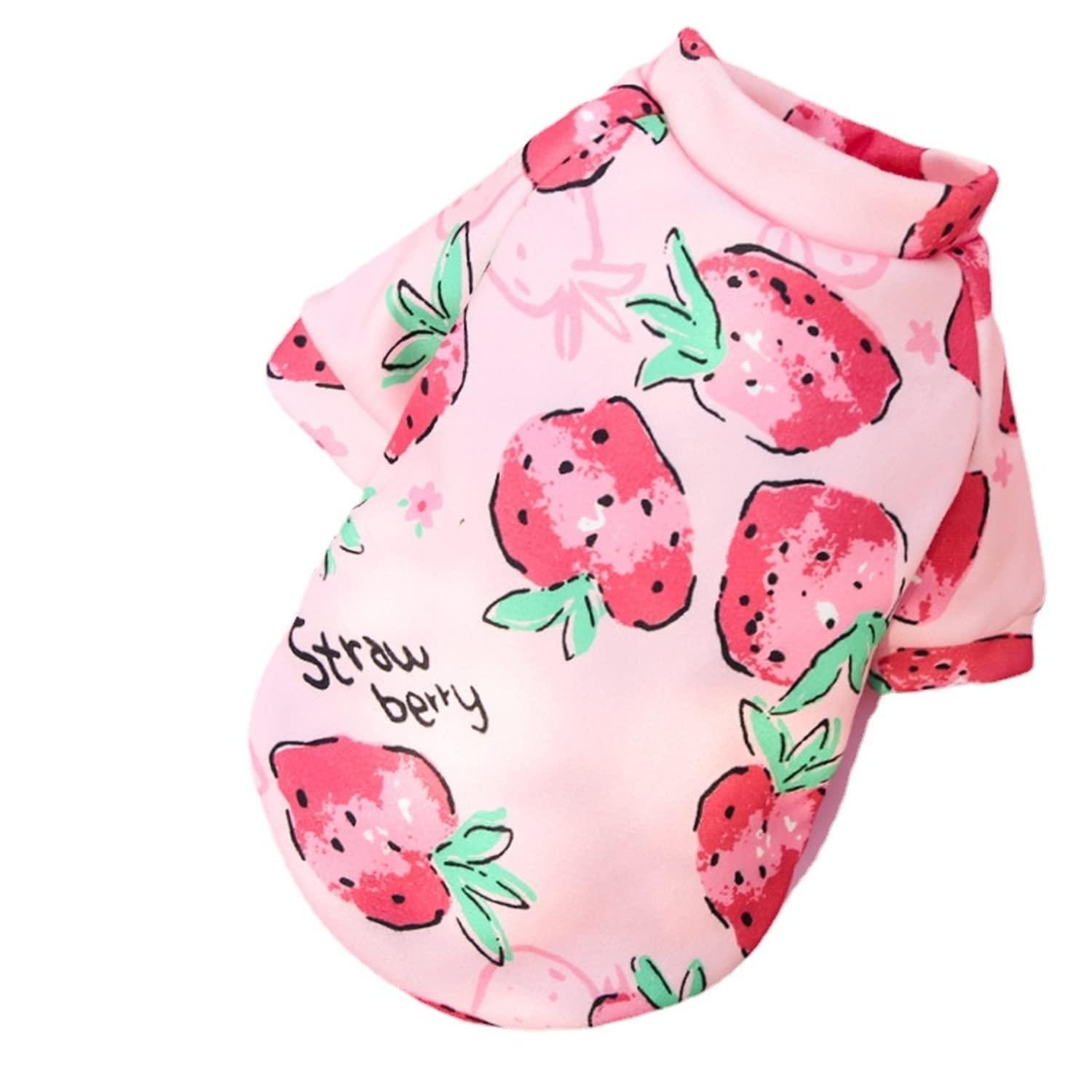 XS Cute Pet Dog Warm Jumper Sweater Clothes Cat Knitwear Knitted Coats Winter - Pink Strawberry