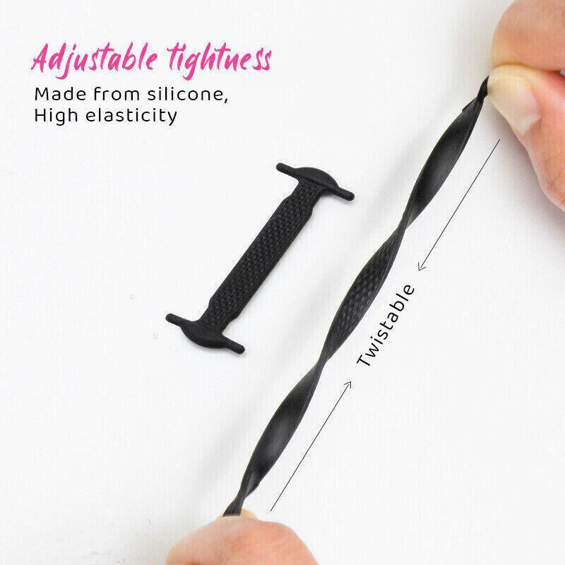 No Tie Elastic Silicone Shoe Laces 16PCS Shoelaces for Sneakers and Runners - White 16PCS