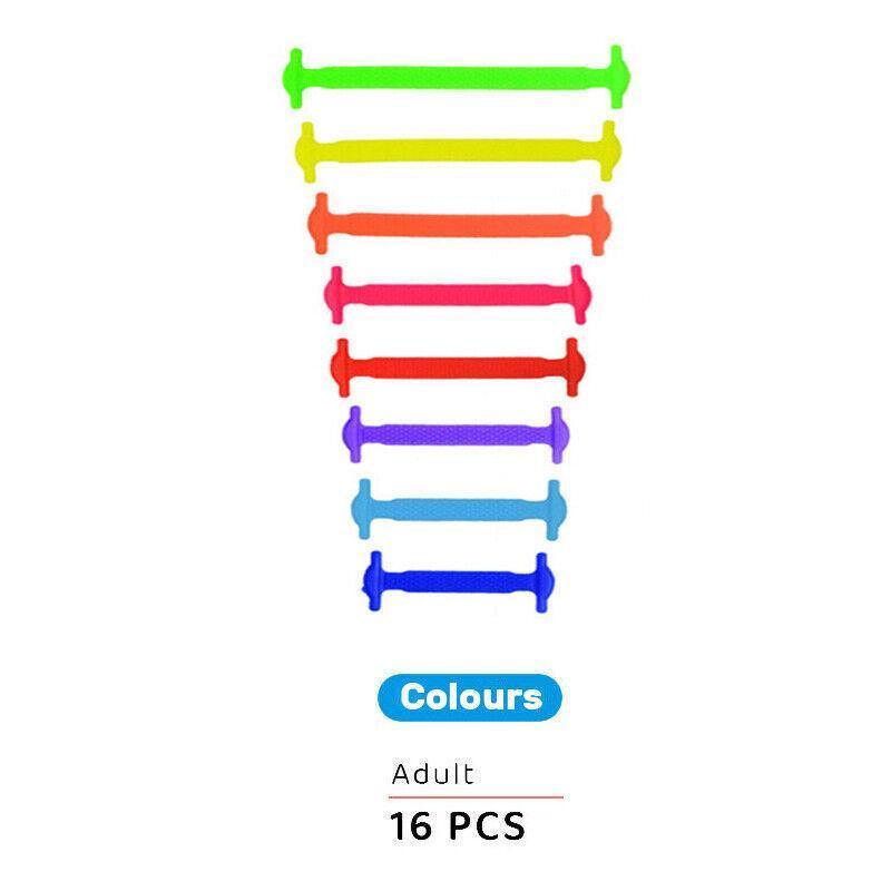 No Tie Elastic Silicone Shoe Laces 16PCS Shoelaces for Sneakers and Runners - White 16PCS