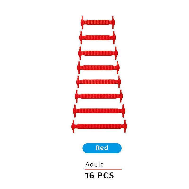 No Tie Elastic Silicone Shoe Laces 16PCS Shoelaces for Sneakers and Runners - Orange 16PCS