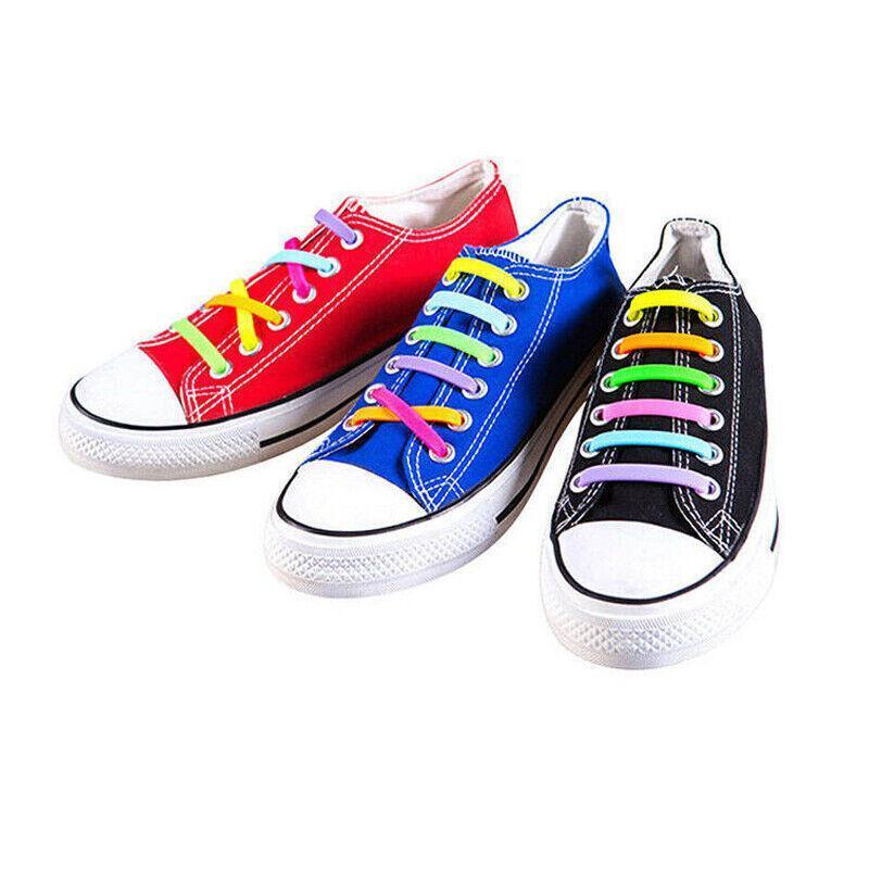 No Tie Elastic Silicone Shoe Laces 16PCS Shoelaces for Sneakers and Runners - Grey 16PCS