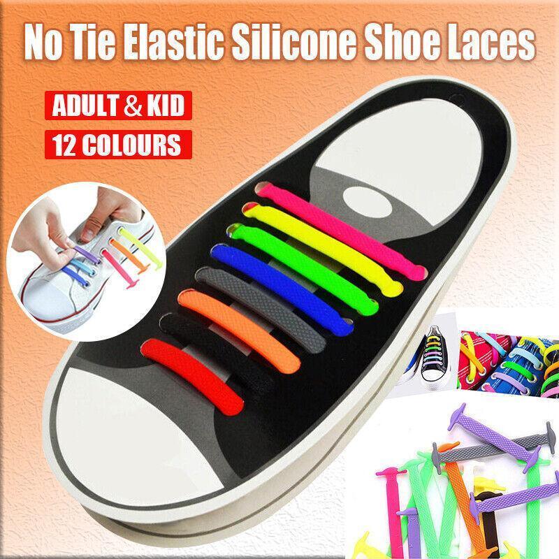 No Tie Elastic Silicone Shoe Laces 16PCS Shoelaces for Sneakers and Runners - Dark Blue 16PCS