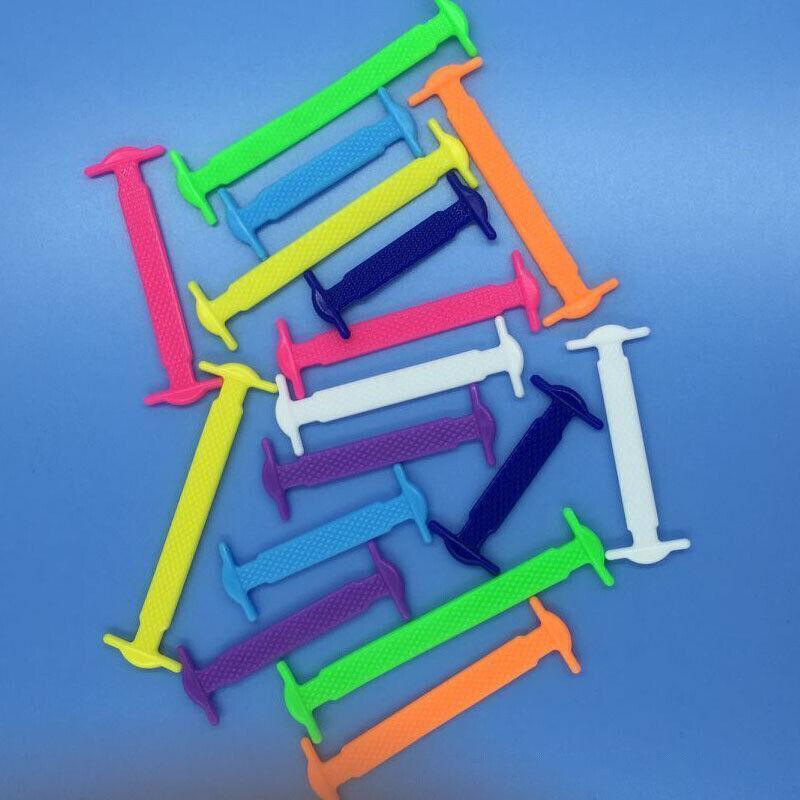 No Tie Elastic Silicone Shoe Laces 16PCS Shoelaces for Sneakers and Runners - Dark Blue 16PCS