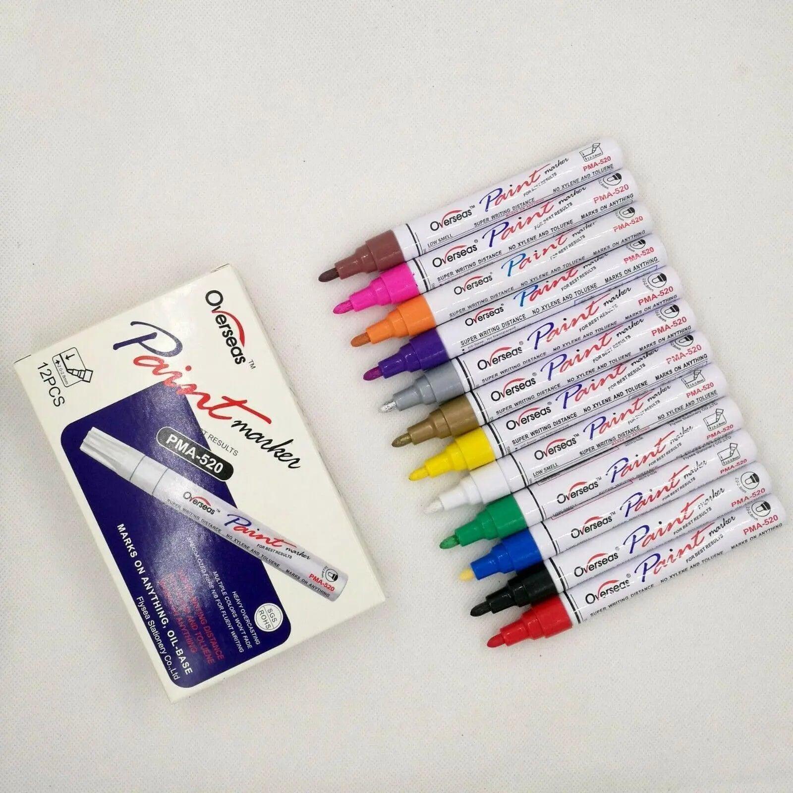 Multicolour Permanent Paint Marker Pens for Tyre Metal Glass Rubber - Red