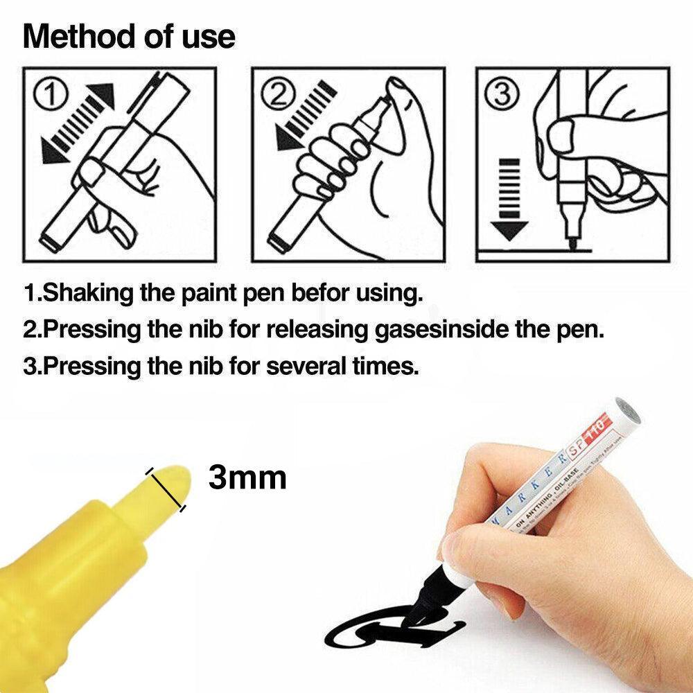 Multicolour Permanent Paint Marker Pens for Tyre Metal Glass Rubber - Yellow