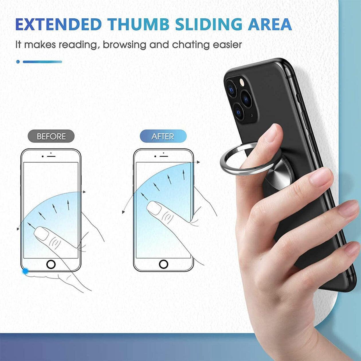 Iring Phone Ring Finger Holder Stand Car Mount Hook For Iphone Ipad Mobile Grip - A10- Blue Grey