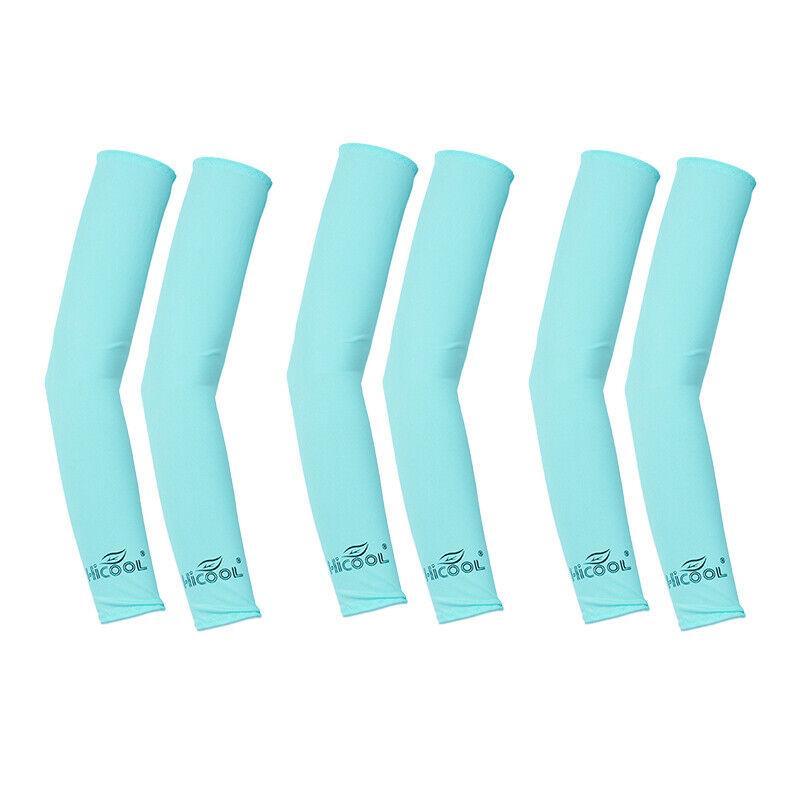 3 Pairs Cooling Sport Arm Stretch Sleeves Sun Uv Protection Covers Cycling Golf - Green × 3 Pairs