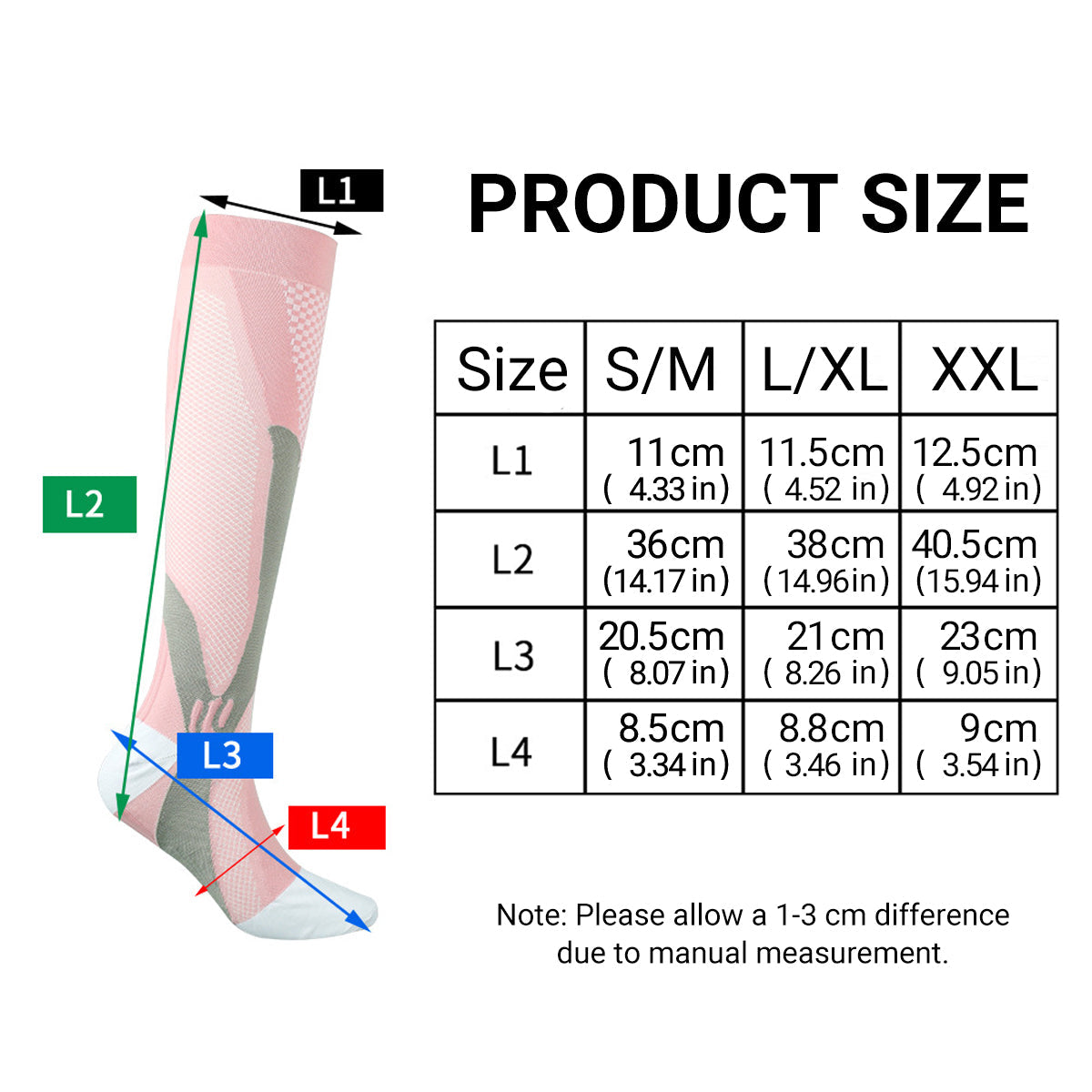 Copper Compression Socks for Running Travel Sports Anti Fatigue Support S/M Unisex - White