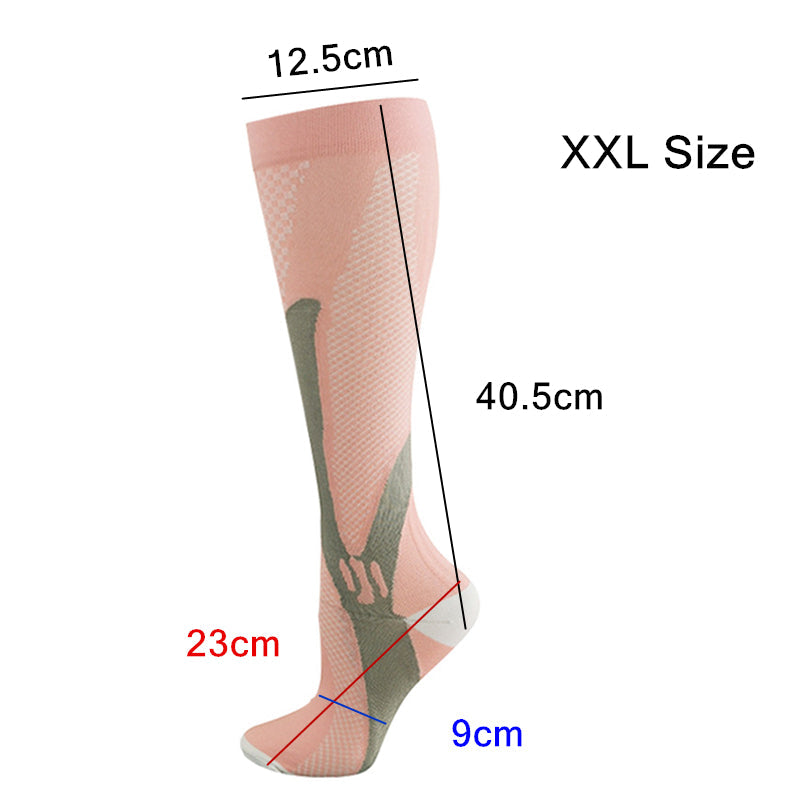 Copper Compression Socks for Running Travel Sports Anti Fatigue Support XXL Unisex - Pink