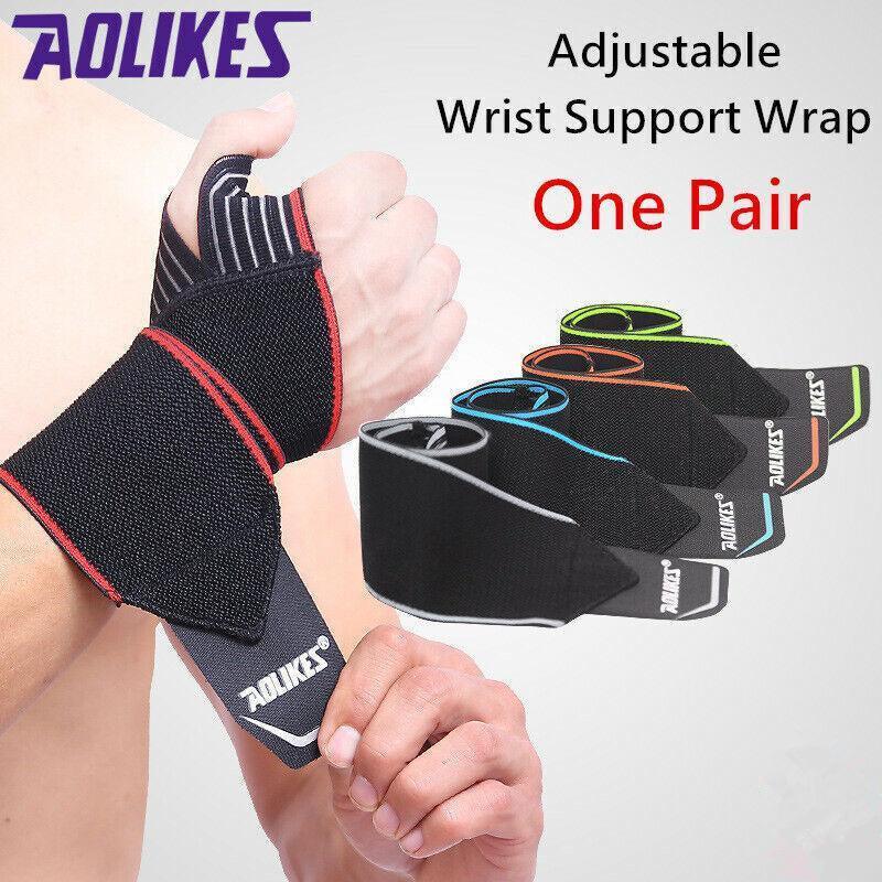Aolikes 1 Pair Adjustable Wrist Support Wrap Strap Compression Hand Brace Au - Orange (1 Pair)