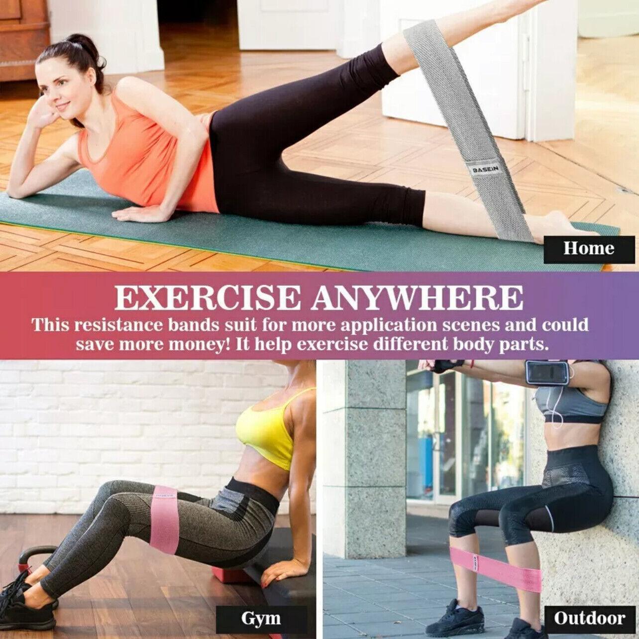 Aolikes Set 3 Resistance Booty Bands Hip Circle Loop Bands Workout Exercise - Set of 3 (Light Grey,Grey,Black) with Bag