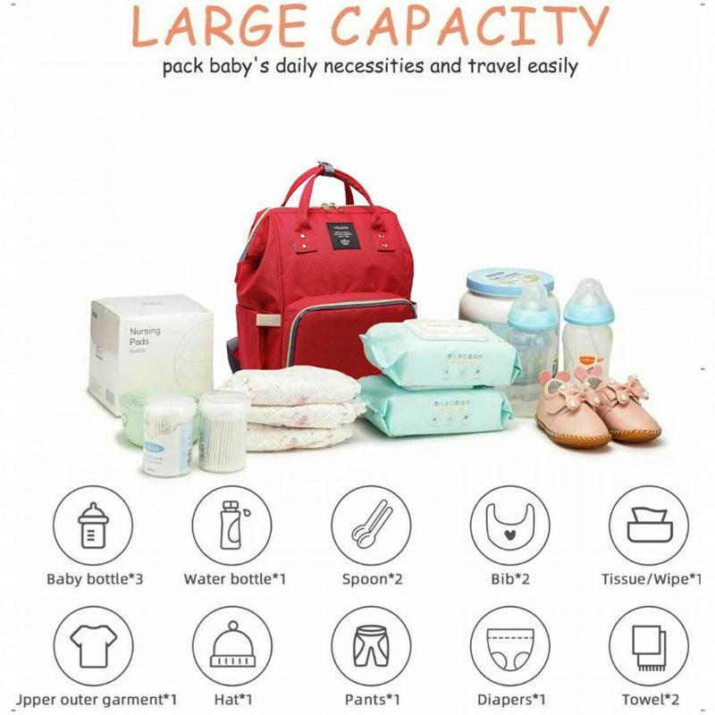 Luxury Multifunctional Diaper Nappy Backpack Maternity Mummy Changing Bag - Wavy Grain