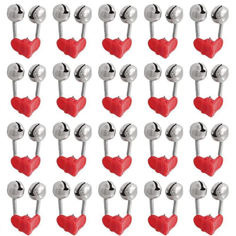Up To 100PCS Best Bite Clip Fishing Alarm Bells Plastic Ring Double Rod Hot Red - 10PCS